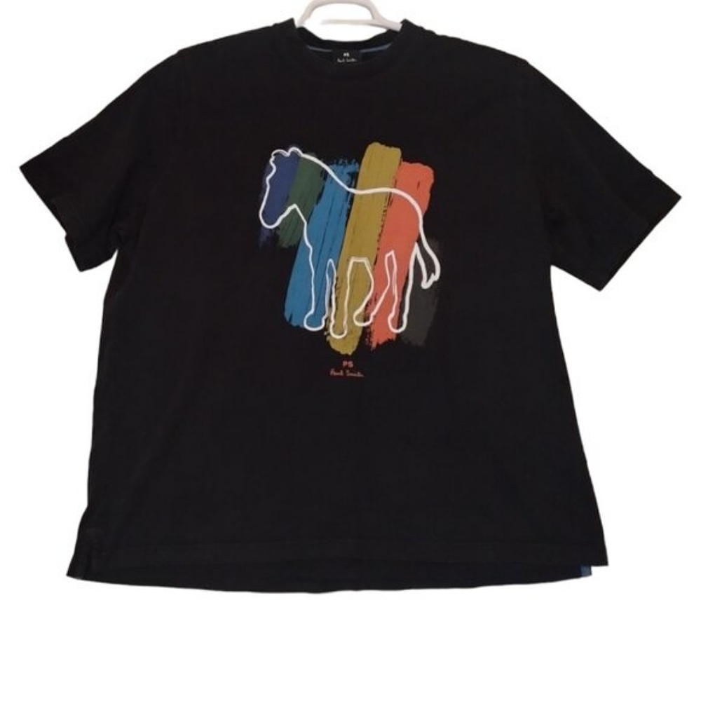Paul Smith Men's Broad Stripe Zebra Graphic T-Shirt Size XXL Black Short Sleeve